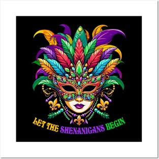 Let The Shenanigans Begin Mardi Gras Jester Mask Beads Women Posters and Art